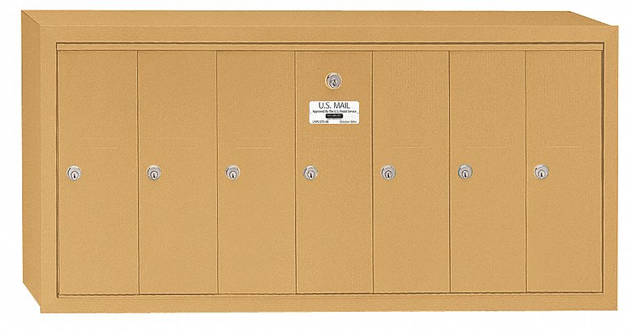 Vertical Mailbox, 7 Doors, Brass
