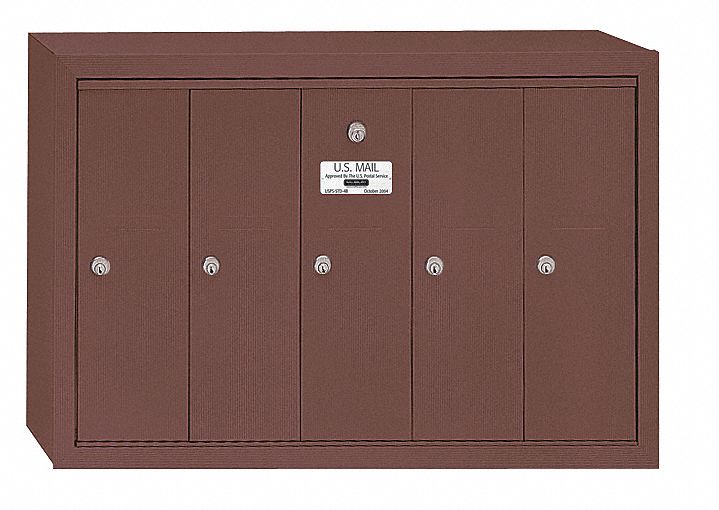Vertical Mailbox, 5 Doors, Bronze