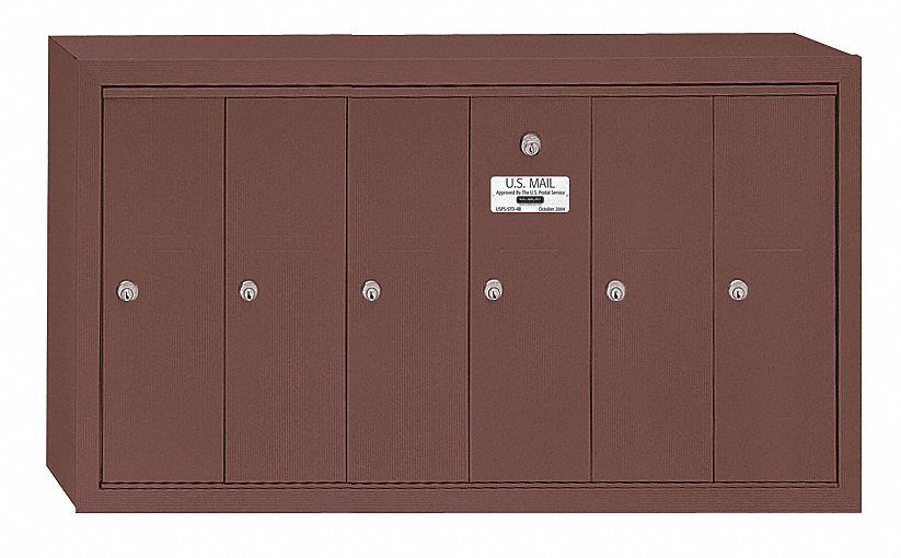 Vertical Mailbox, 6 Doors, Bronze
