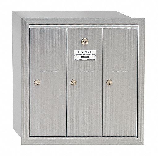 Vertical Mailbox, 3 Doors, Alum