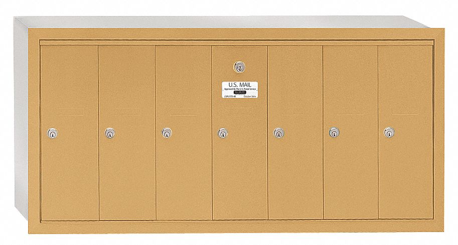 Vertical Mailbox, 7 Doors, Brass