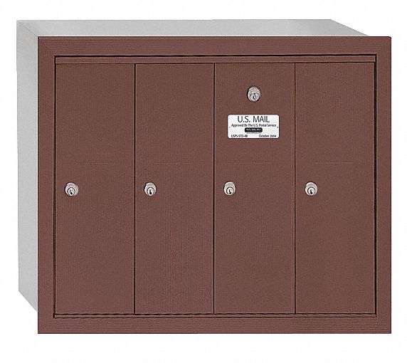 Vertical Mailbox, 4 Doors, Bronze