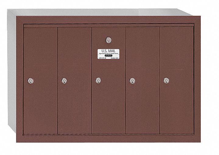 Vertical Mailbox, 5 Doors, Bronze