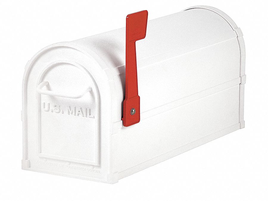 Heavy Duty Mailbox, White, 9.5x7.5x20.5 In