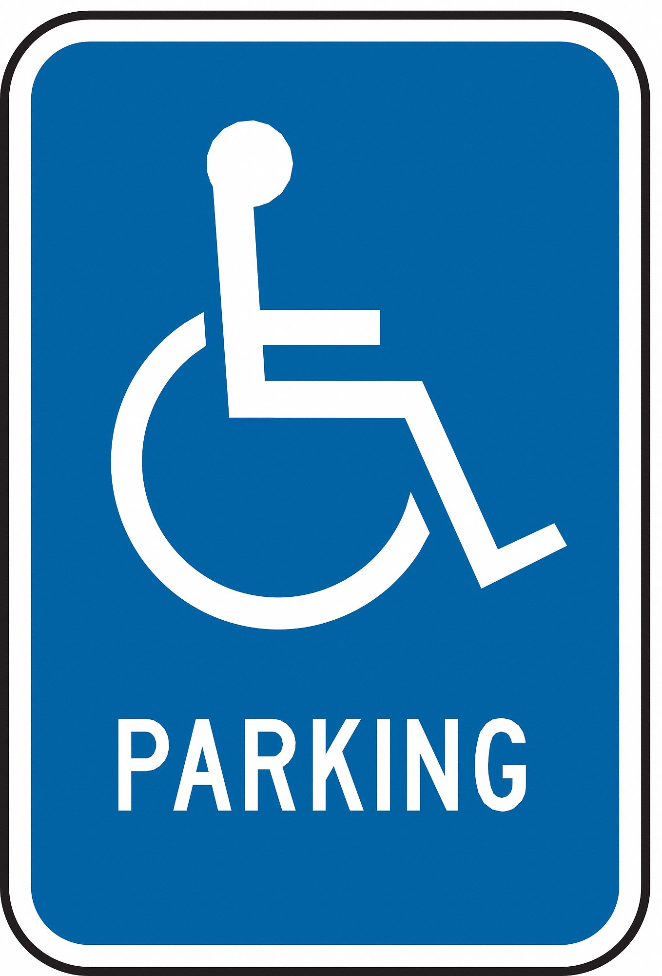 Parking Sign, 18 x 12In, WHT/BL, PRKG, HDCP