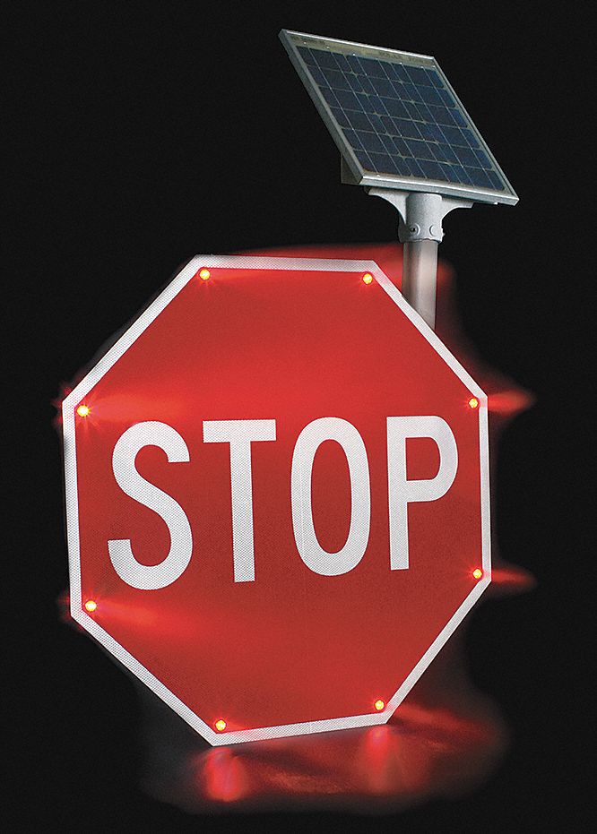 Traffic Sign, 36 x 36In, WHT/R, Stop, Text