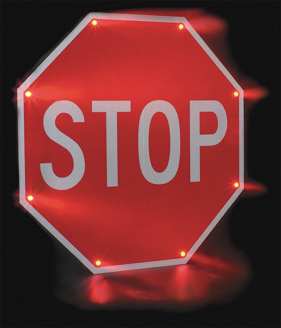 Traffic Sign, 36 x 36In, WHT/R, Stop, Text