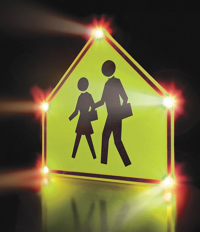 Traffic Sign, 36 x 36In, BK/FLUOR YEL, SYM
