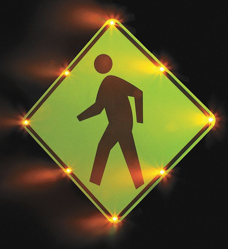 Traffic Sign, 36 x 36In, BK/FLUOR YEL, SYM