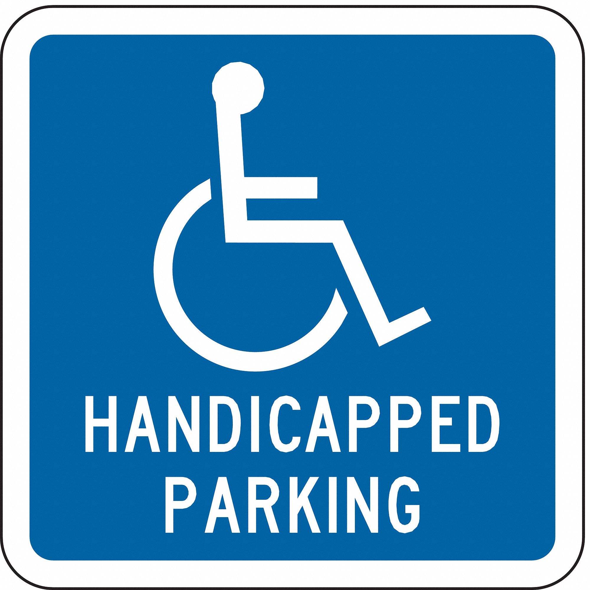 Parking Sign, 18 x 18In, WHT/BL, G-42, MUTCD