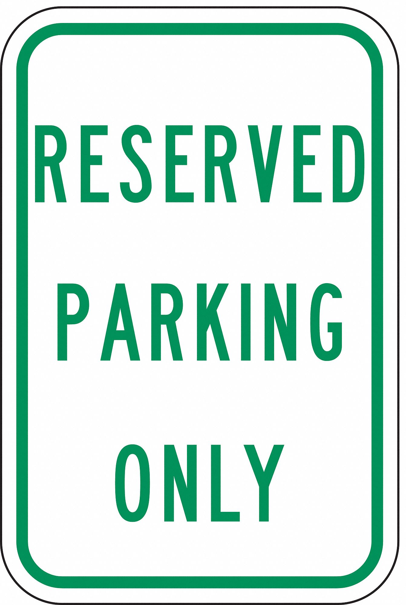 Parking Sign, 18 x 12In, GRN/WHT, Text