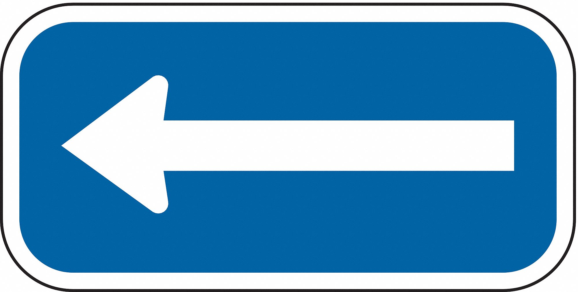 Parking Sign, 6 x 12In, WHT/BL, SYM, L-Arrow
