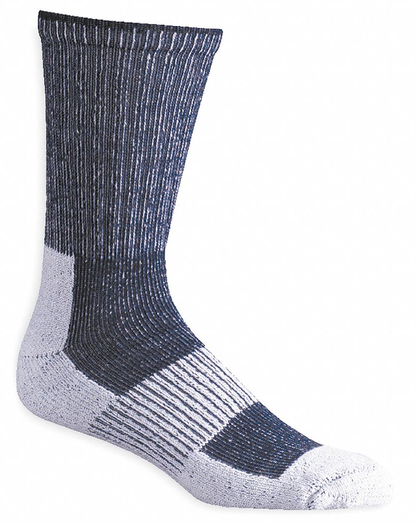 Hiking, Socks, Crew, Mens, XL, White/Navy, 1Pr