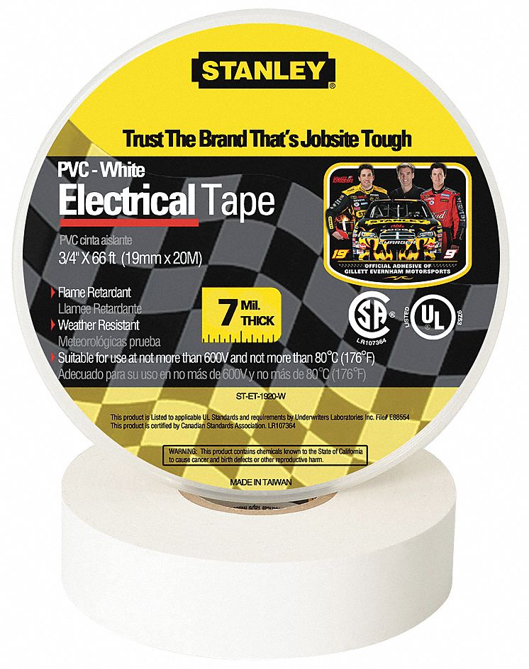 Electrical Tape, 3/4 x 66 ft., 7 mil, White