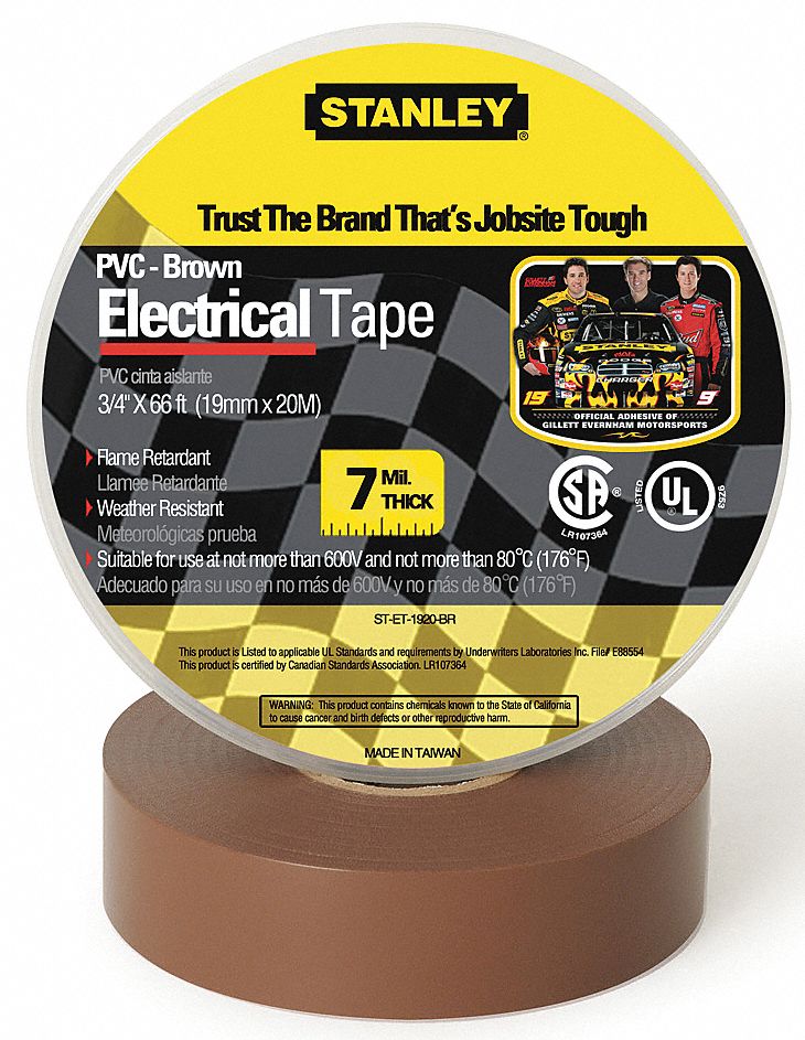 Electrical Tape, 3/4 x 66 ft., 7 mil, Brown