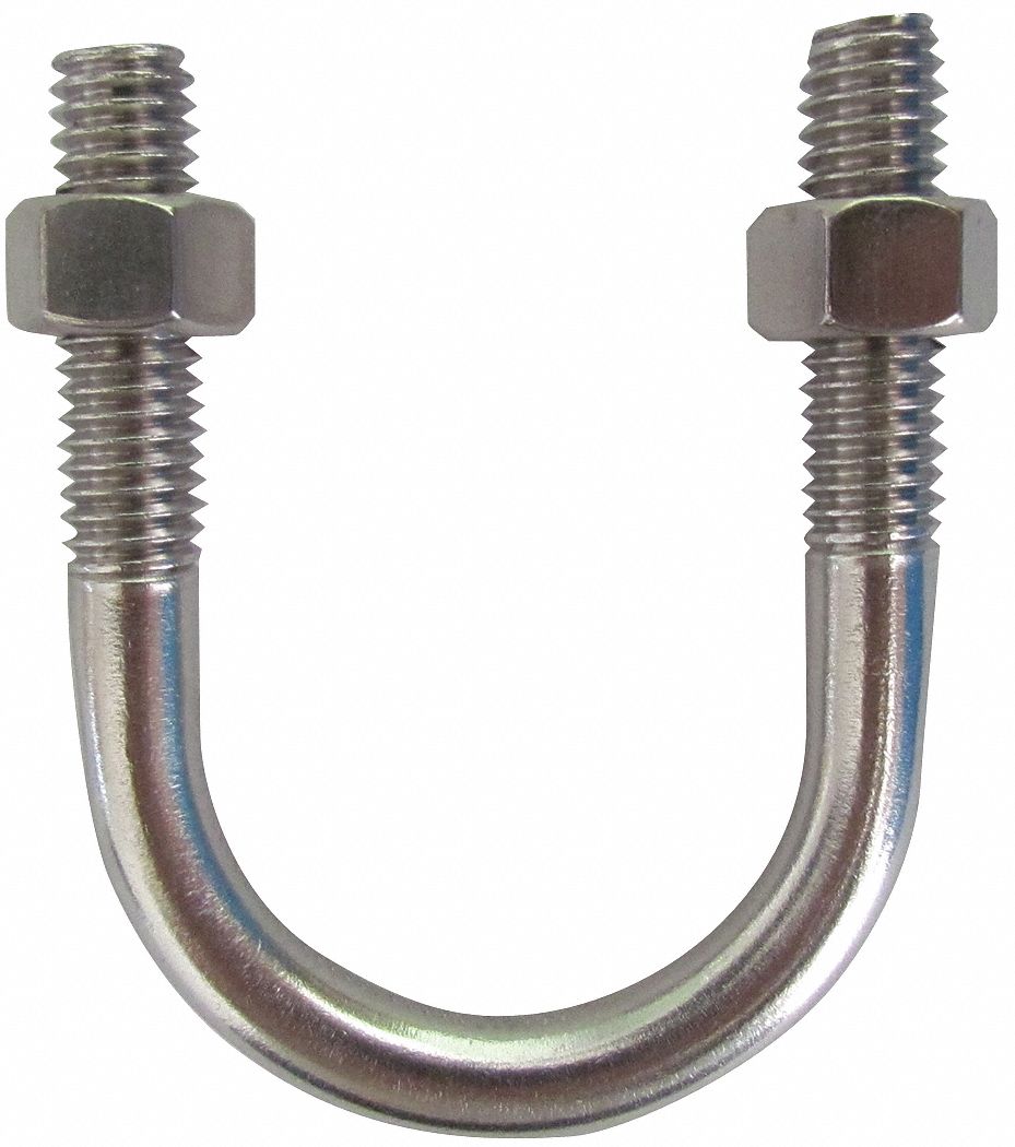 U Bolt, L Stl, Zinc, 1/2-13, Pipe 4 In