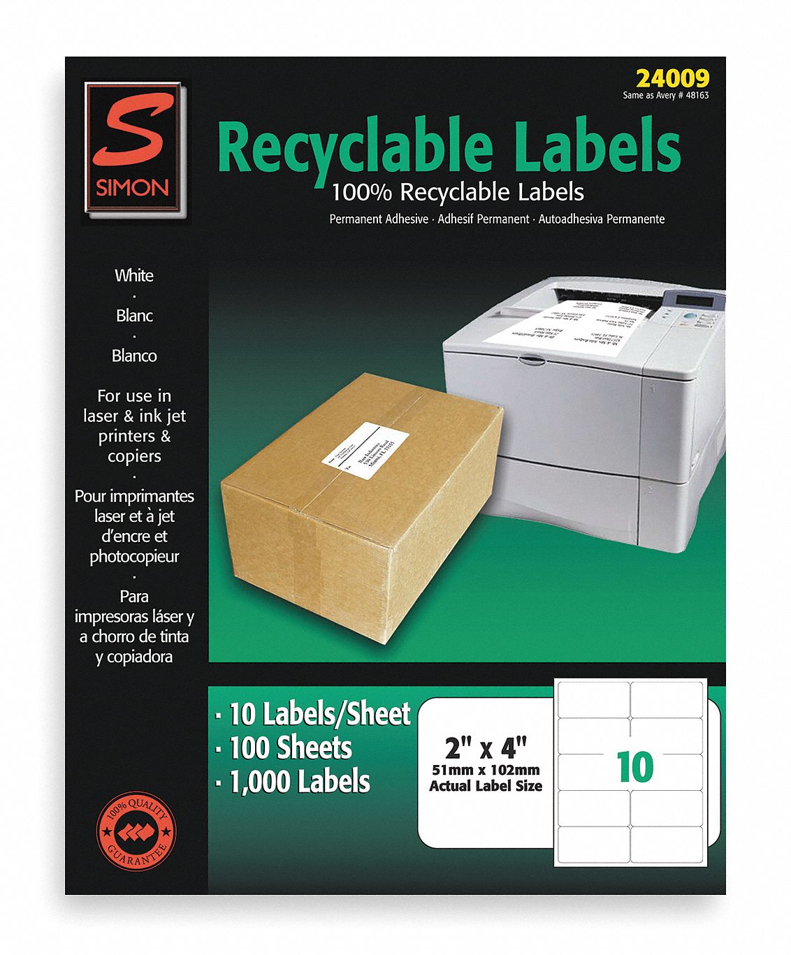 Laser Label, White, 10 Signs, PK100