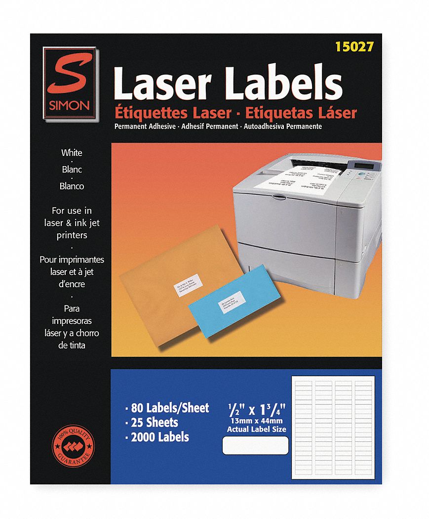 Laser Label, White, 80 Signs, PK25