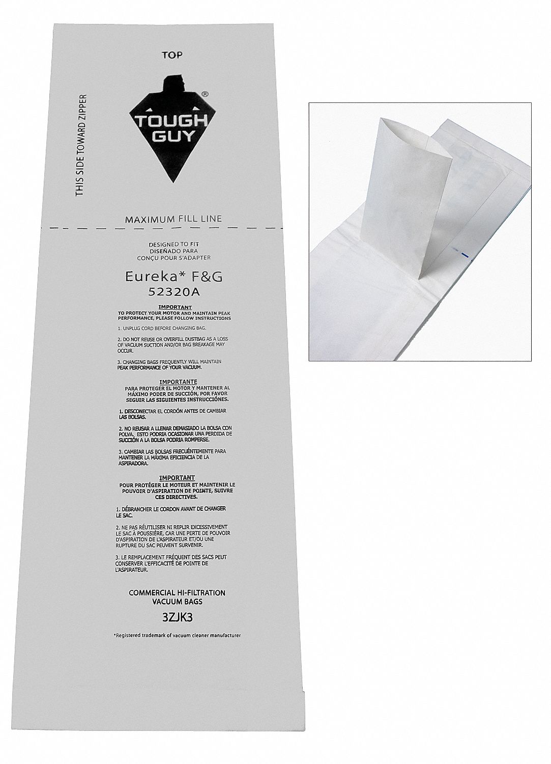 Vacuum Cleaner Paper Bag, 1 Ply, PK 10