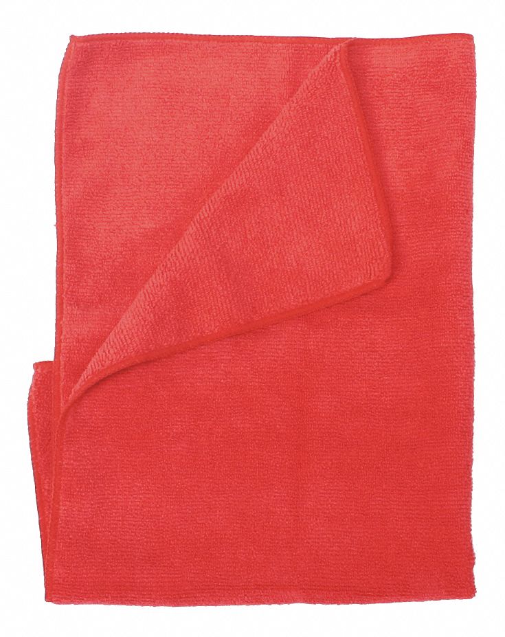 Microfiber Cloth, Red, PK 12