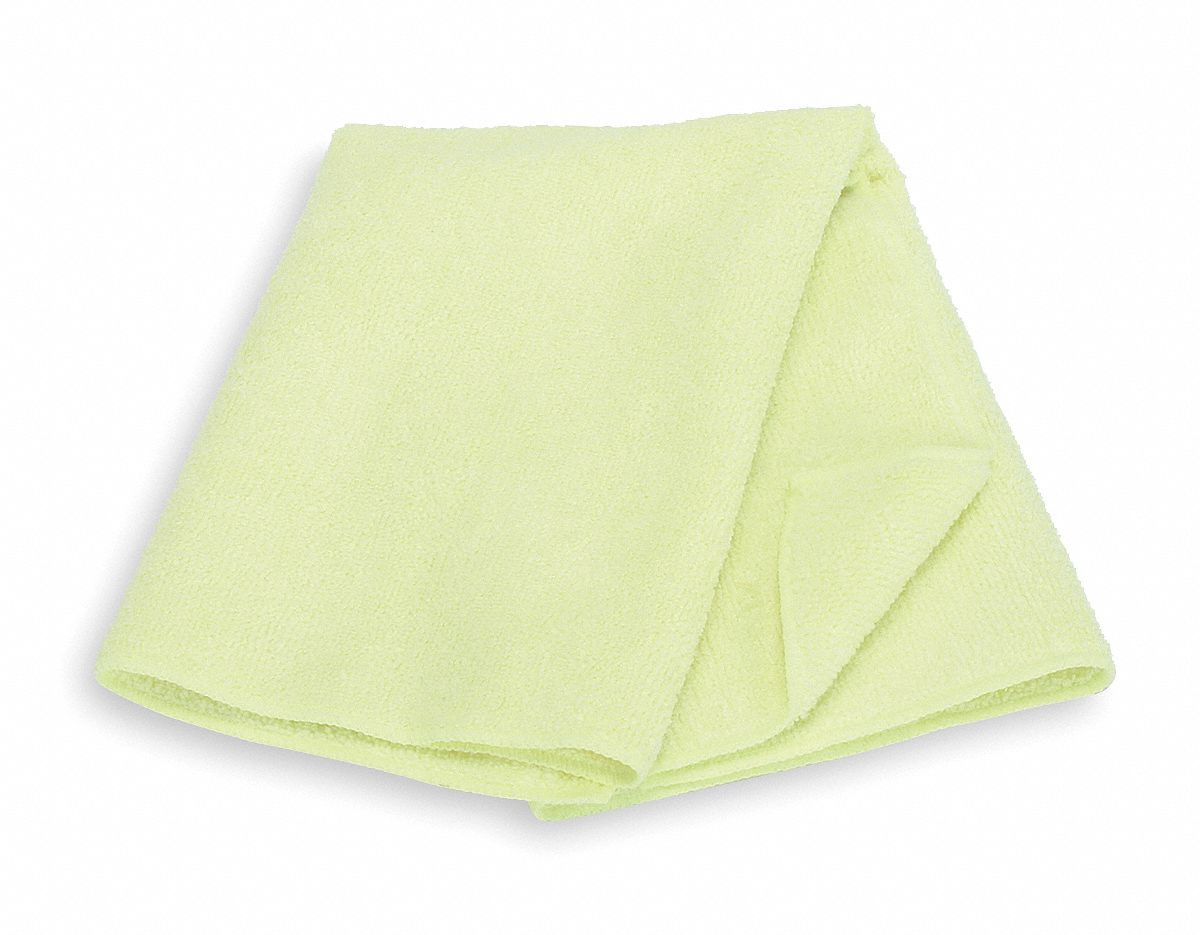 Microfiber Cloth, Yellow, PK 12