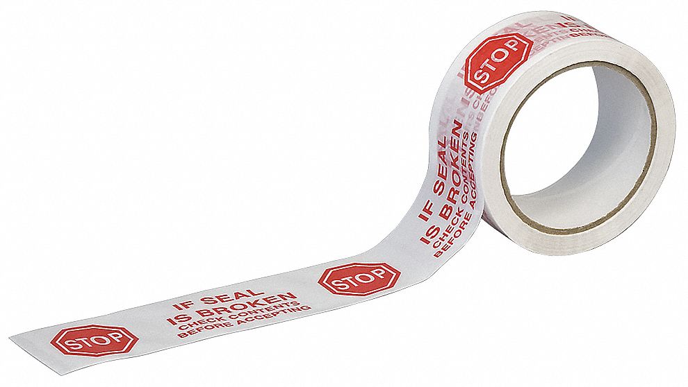 Carton Sealing Tape, Red/White, 2In x 55Yd