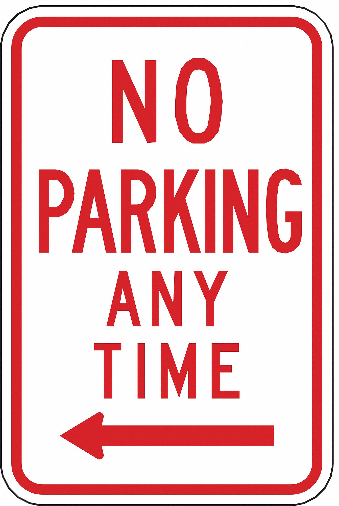 Parking Sign, 18 x 12In, R/WHT, R7-1L, MUTCD