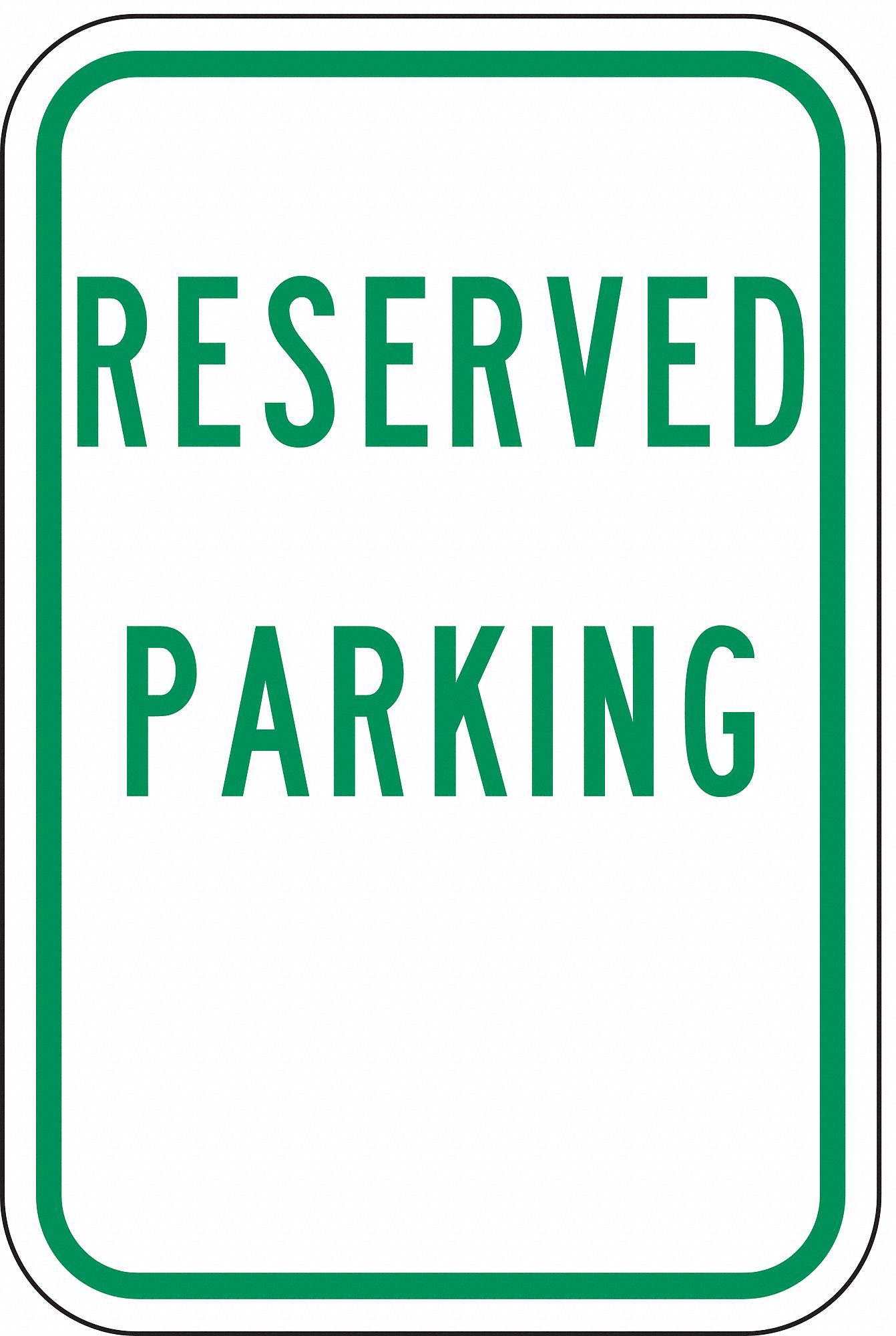Parking Sign, 18 x 12In, GRN/WHT, Text