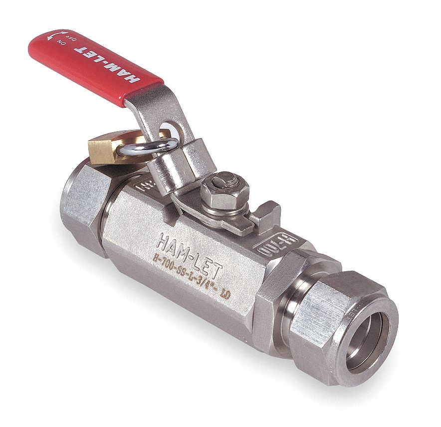 SS Ball Valve, Tube x Tube, 3/4 In