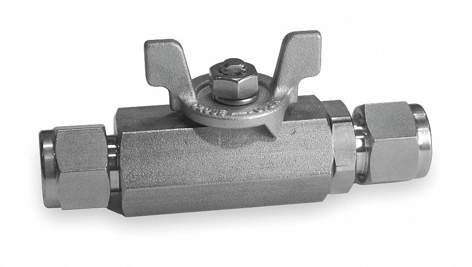 SS Ball Valve, Tube x Tube, 3/8 In