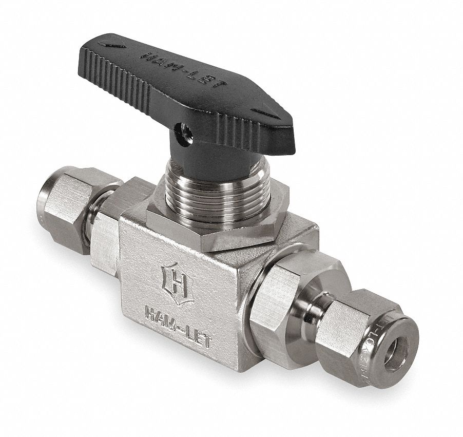 SS Ball Valve, Tube x Tube, 3/8 In