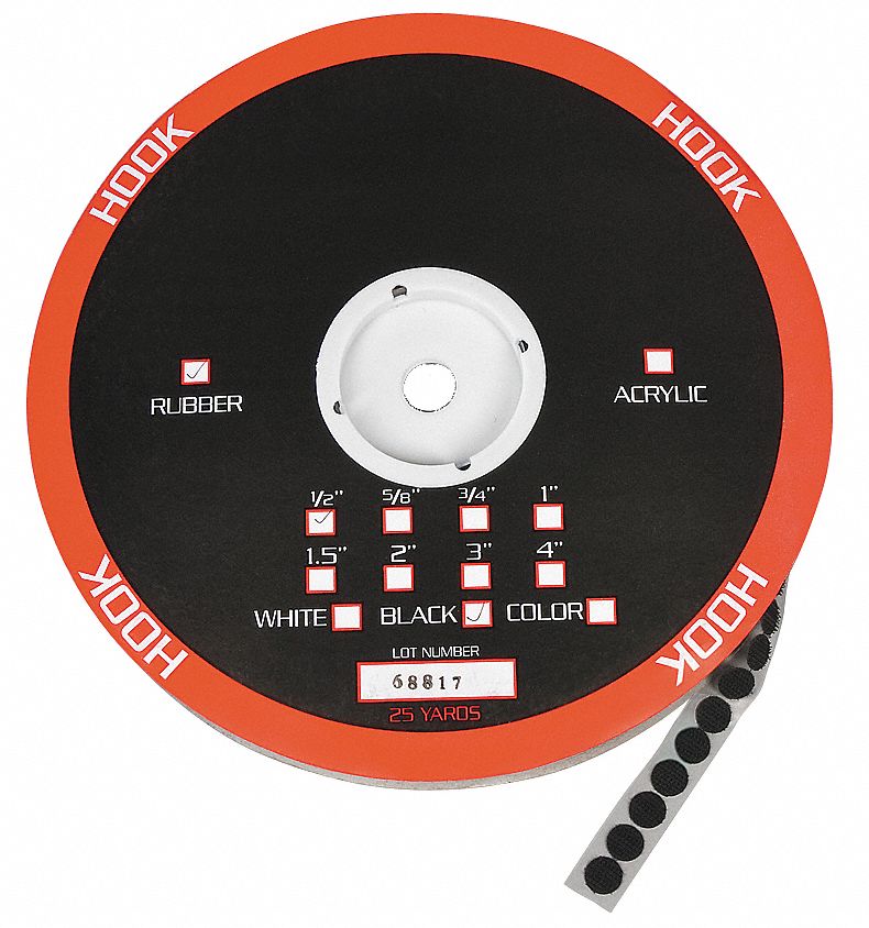 Hook, Round, 3/8 Dia, Black, PK 1890