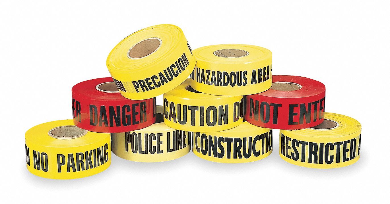 Barricade Tape, Yellow/Black, 1000ft x 3In