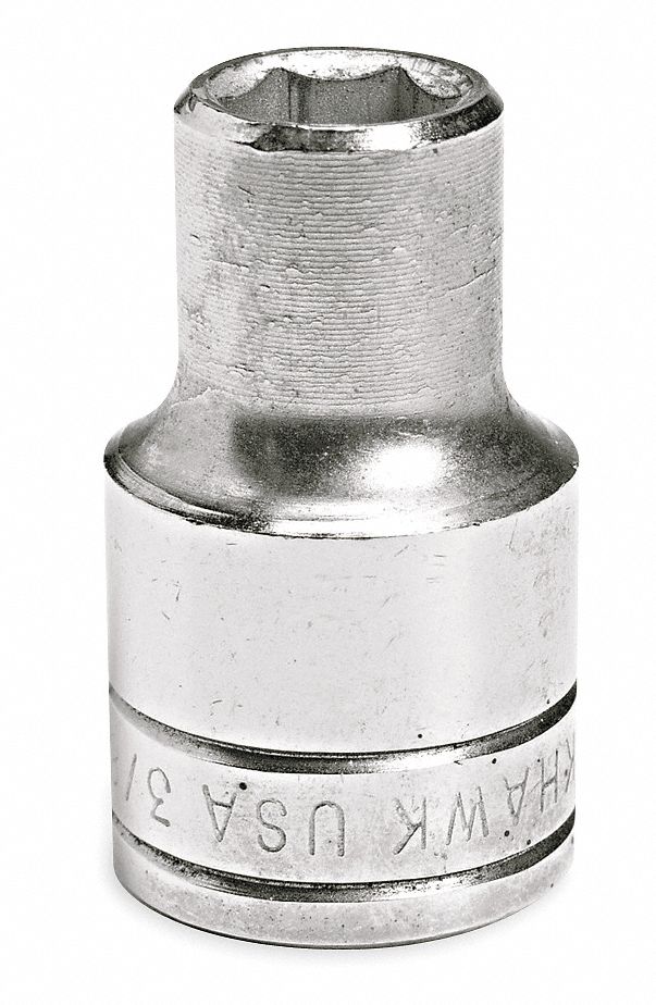 Std Metric Socket, 1/2 Drive, 22mm, 12 Pt