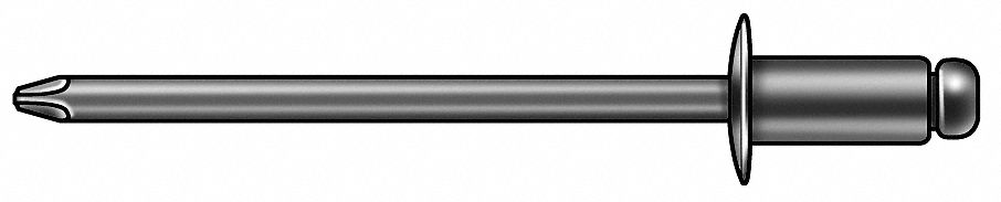Blind Rivet, Button, 1/4x 0.850 In, Pk 100