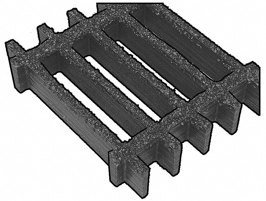 Grating, Molded, 1 In, 4 x4 Ft, Rec Mesh, Gry