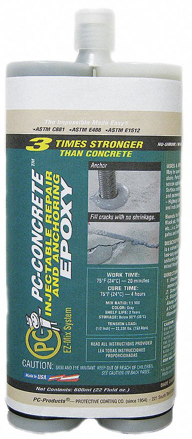 Concrete Crack Epoxy, 22 Oz, 5 Sq Ft