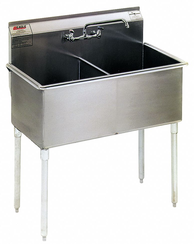 Utility Sink, 430SS, 49-3/8 In L, Floor