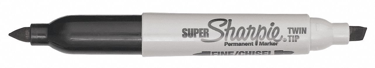 Permanent Marker, Chisel/Fine, Black, PK12