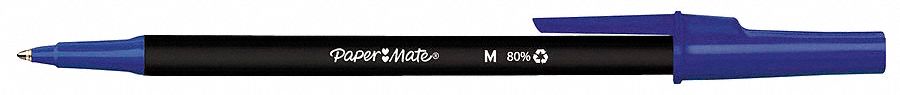 Ballpoint Pen, Stick, Medium, Blue, PK 10