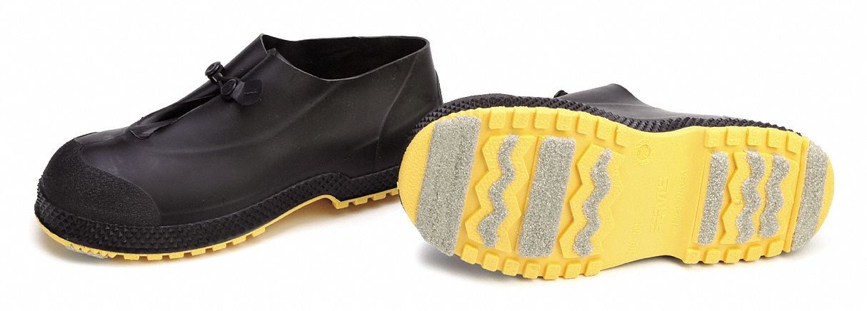 Overshoe, Men, M, 1-Buckle, Blk/Yllw, PVC, 1PR