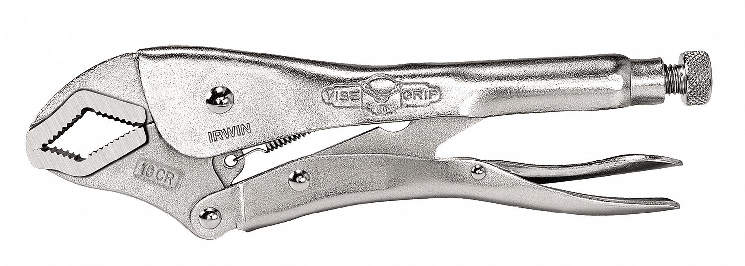Locking Plier w/Cutter, Curved, 10In