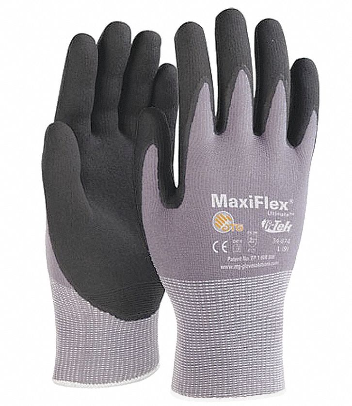 Coated Gloves, M, Black/Gray, PR