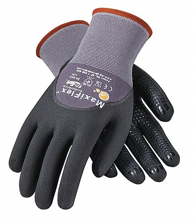 Coated Gloves, M, Black/Gray, PR