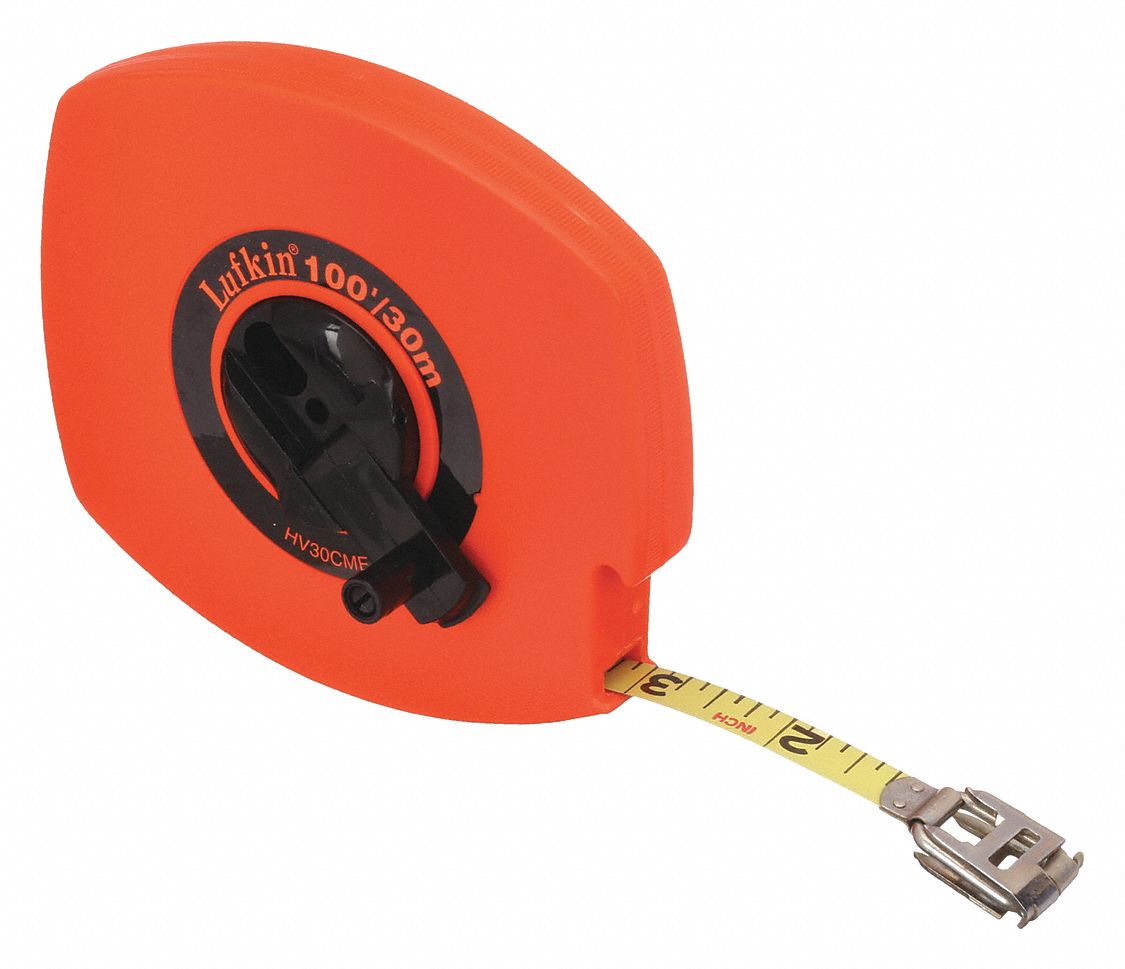 Measuring Tape, Hi-Vis Orange, 50Ft, Closed