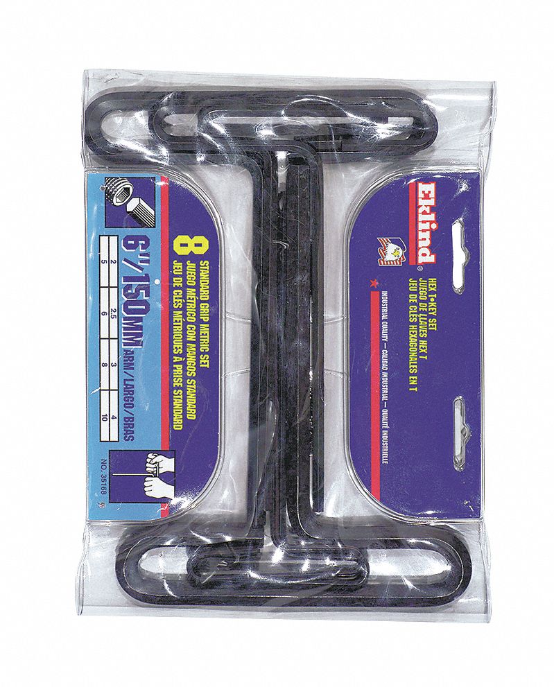 Hex Key Set, 3/32 - 1/4 In., T-Handle, Shrt