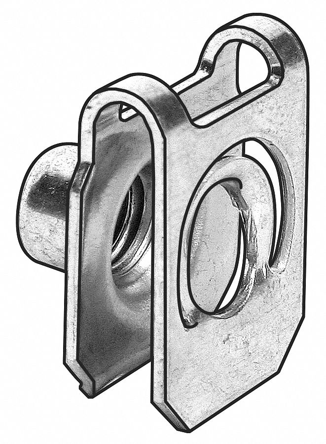 U-Nut, Spring Steel, 1/4-20, Pk25