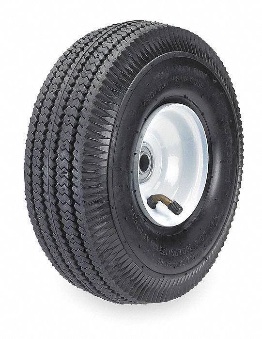 Tubed Pneumatic Wheel, 10 In, 350 lb