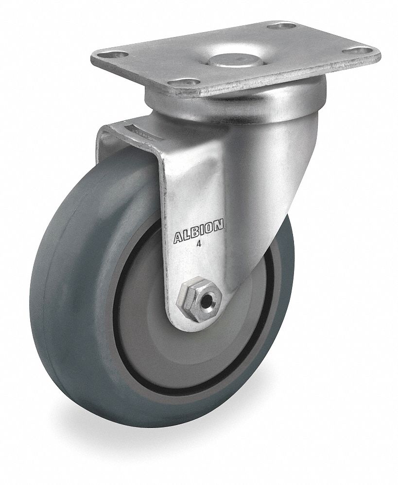 Swivel Plate Caster, 250 lb, 5 In Dia