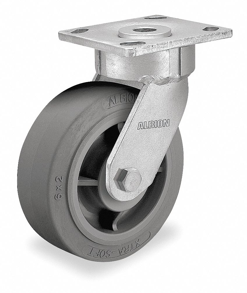 Swivel Plate Caster, 375 lb, 5 In Dia